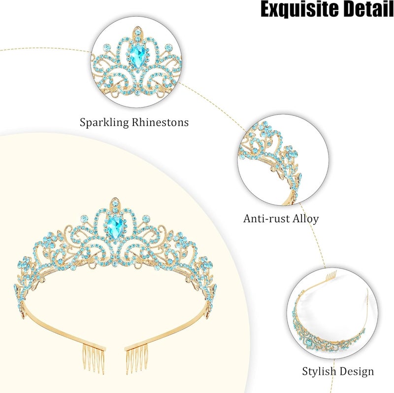 TAROSE Crowns for Women, Queen Crystal Gold Silver Tiaras with White Rhinestone and Combs, Goddess Crown for Wedding Bride Birthday Princess Bridal Shower Hair Accessories for Women - Image 4